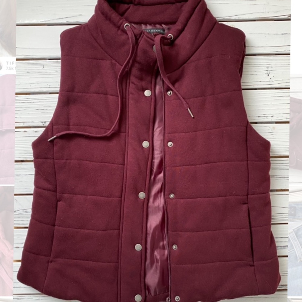 Staccato Maroon Quilted Vest with Pockets